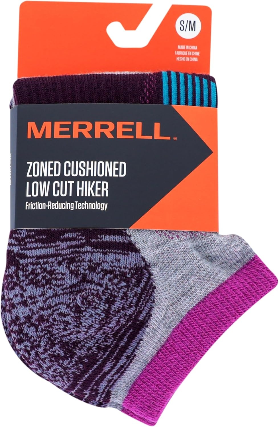 image:imageMerrell womens 1 Pack Zoned Low Cut Light Hiker Hiking Socks OnyxBurgundy