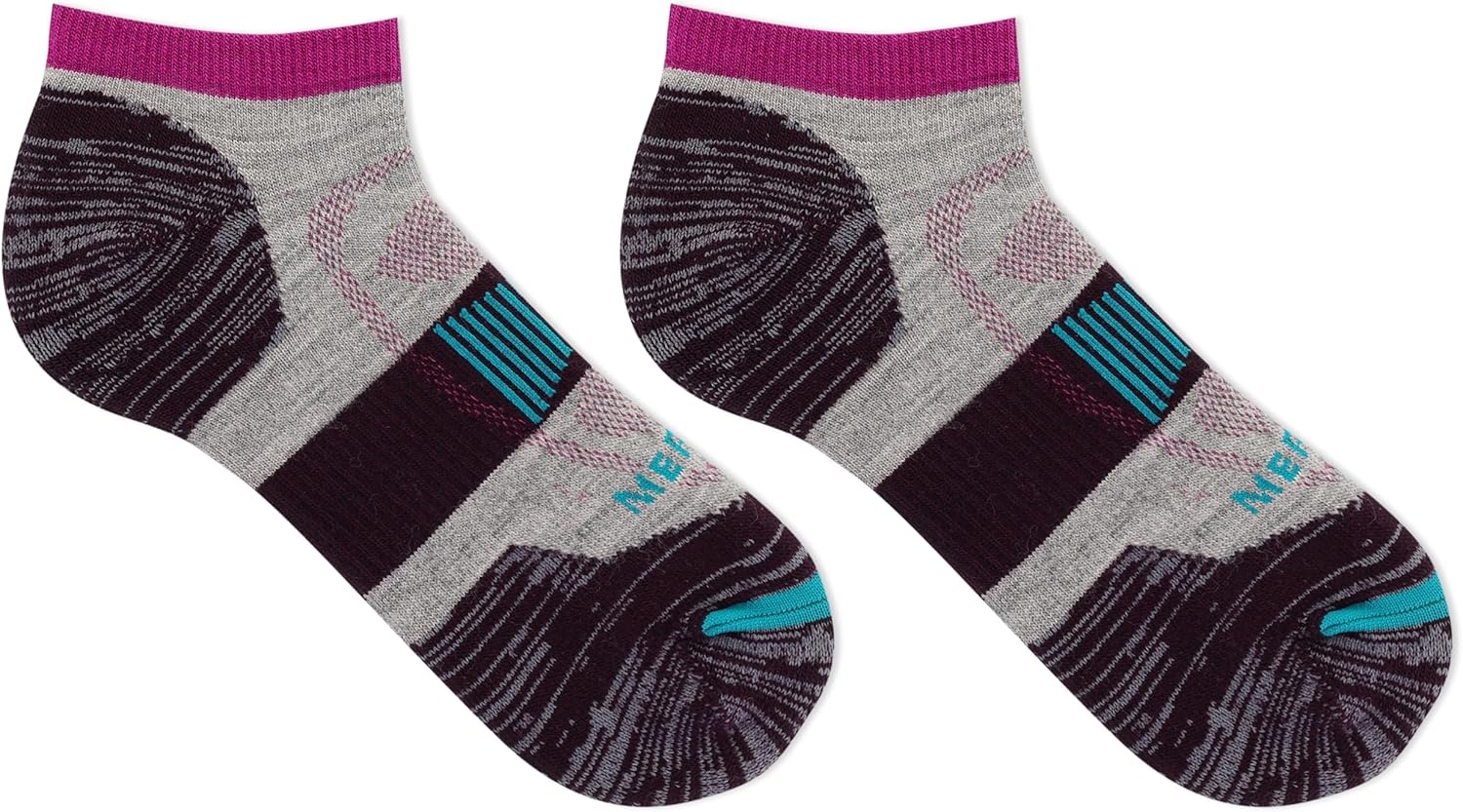 image:imageMerrell womens 1 Pack Zoned Low Cut Light Hiker Hiking Socks OnyxBurgundy