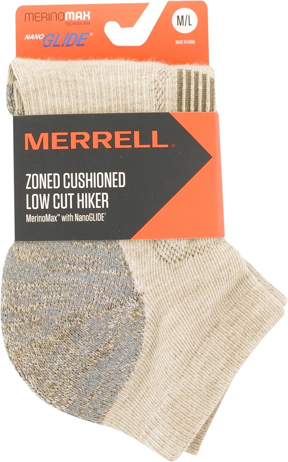 image:imageMerrell womens 1 Pack Zoned Low Cut Light Hiker Hiking Socks OnyxOatmeal Heather