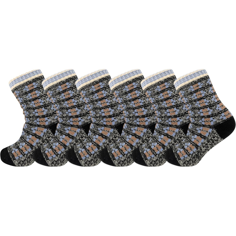 image:imageMerrell Mens and Womens Double Layer Brushed Crew Socks1 Pair PackUnisex Arch Support and Odor Fighting TechnologyHeavy Sherpa Black 6 Pairs