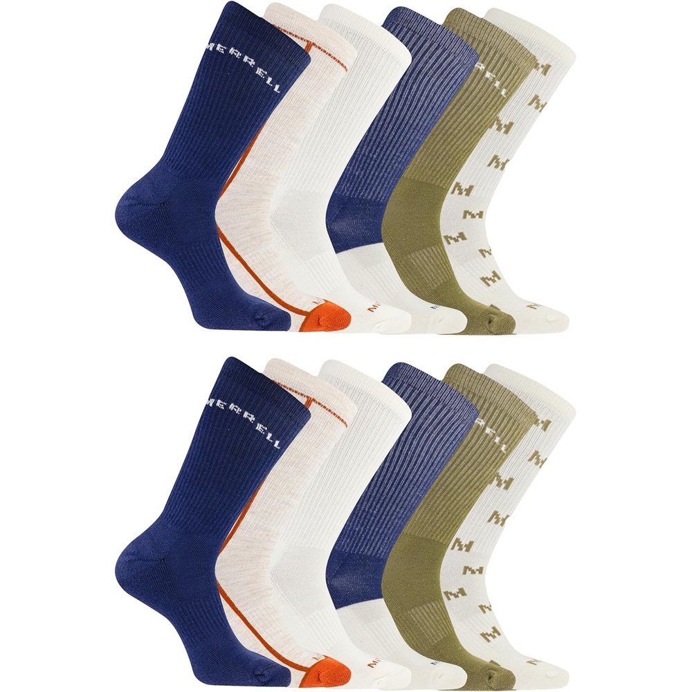 image:imageMerrell Mens and Womens Recycled Cushioned Crew Socks6 amp 12 PairsHiking Arch SupportNavy Assorted 12 Pairs