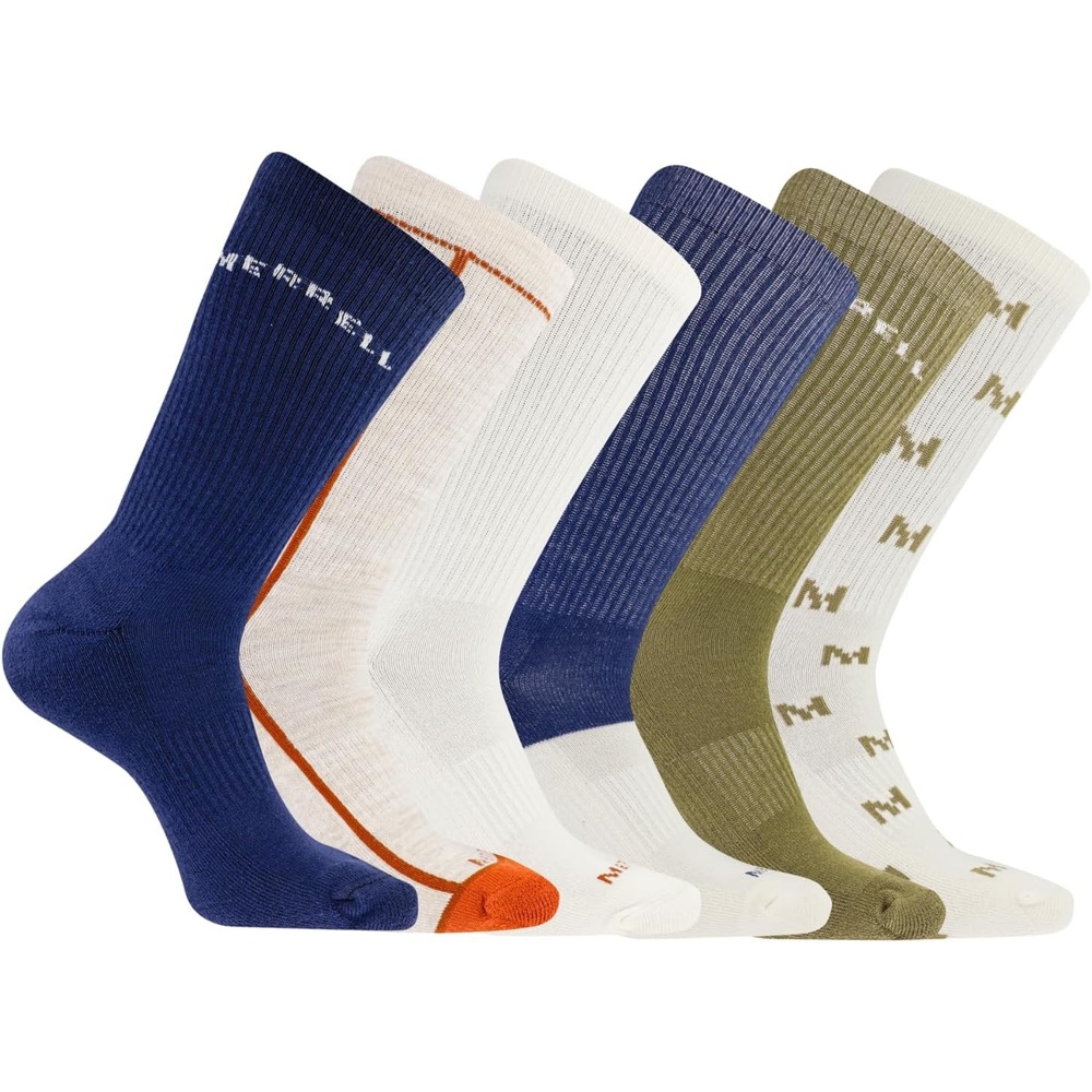 image:imageMerrell Mens and Womens Recycled Cushioned Crew Socks6 amp 12 PairsHiking Arch SupportNavy Assorted 6 Pairs