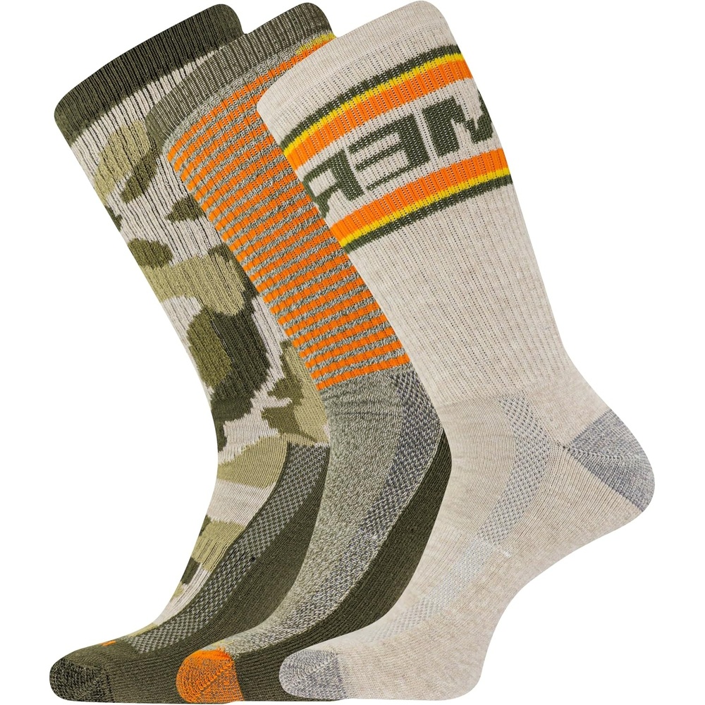 image:imageMerrell Mens and Womens Recycled Everyday Half Cushion Socks 3 Pairs Breathable Hiking SocksCrew Orange Assorted