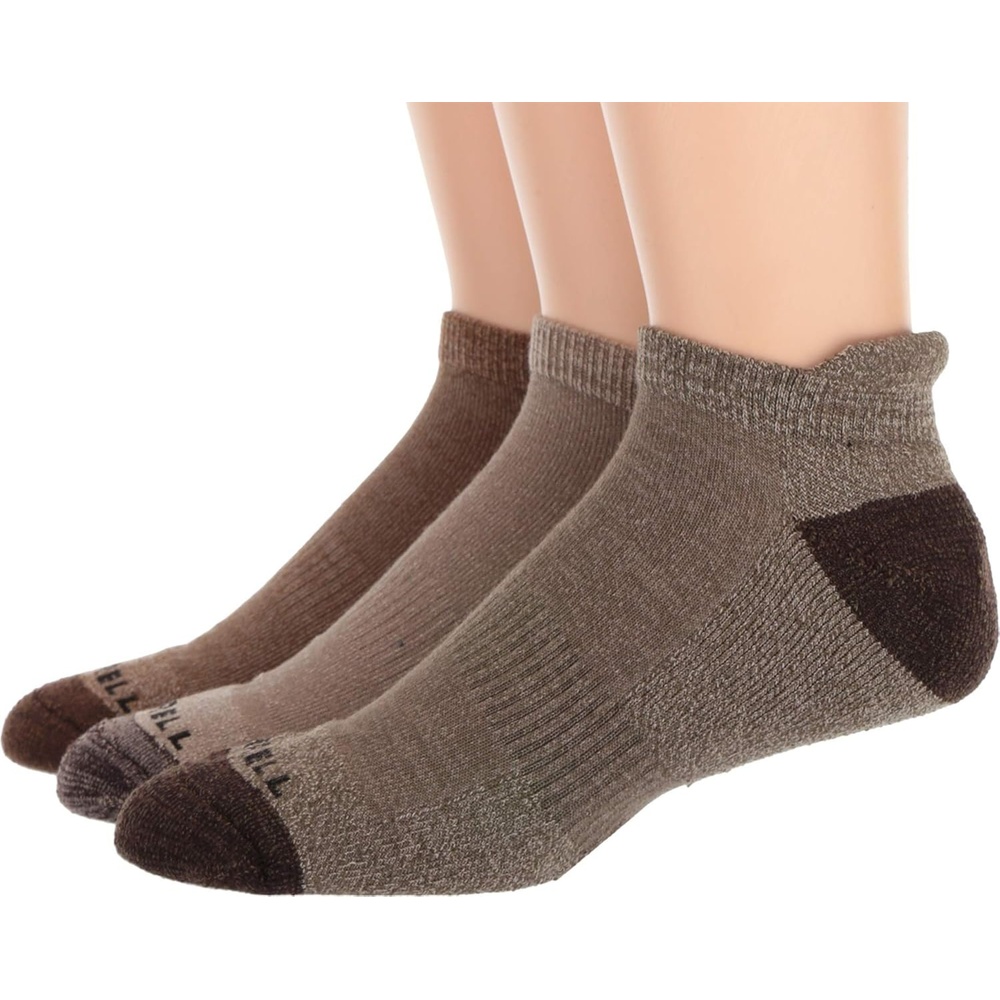 image:imageMerrell Unisex Adult Mens And Womens Wool Everyday 3 Pair Pack Cushioned Hiking Socks Low Cut Tab Olive Assorted MediumLarge US