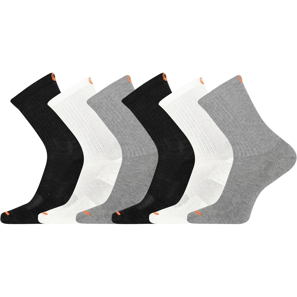image:imageMerrell Unisex Adult Mens and Womens Cushioned Cotton Crew Socks 3 amp 6 Pairs Breathable Mesh Comfort ZonesBlack Assorted 6 Pairs