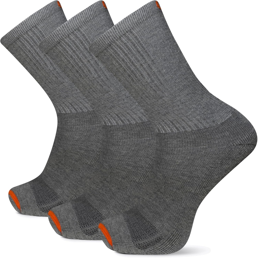 image:imageMerrell Unisex Adult Mens and Womens Cushioned Cotton Crew Socks  3 amp 6 Pairs  Breathable Mesh Comfort ZonesGray