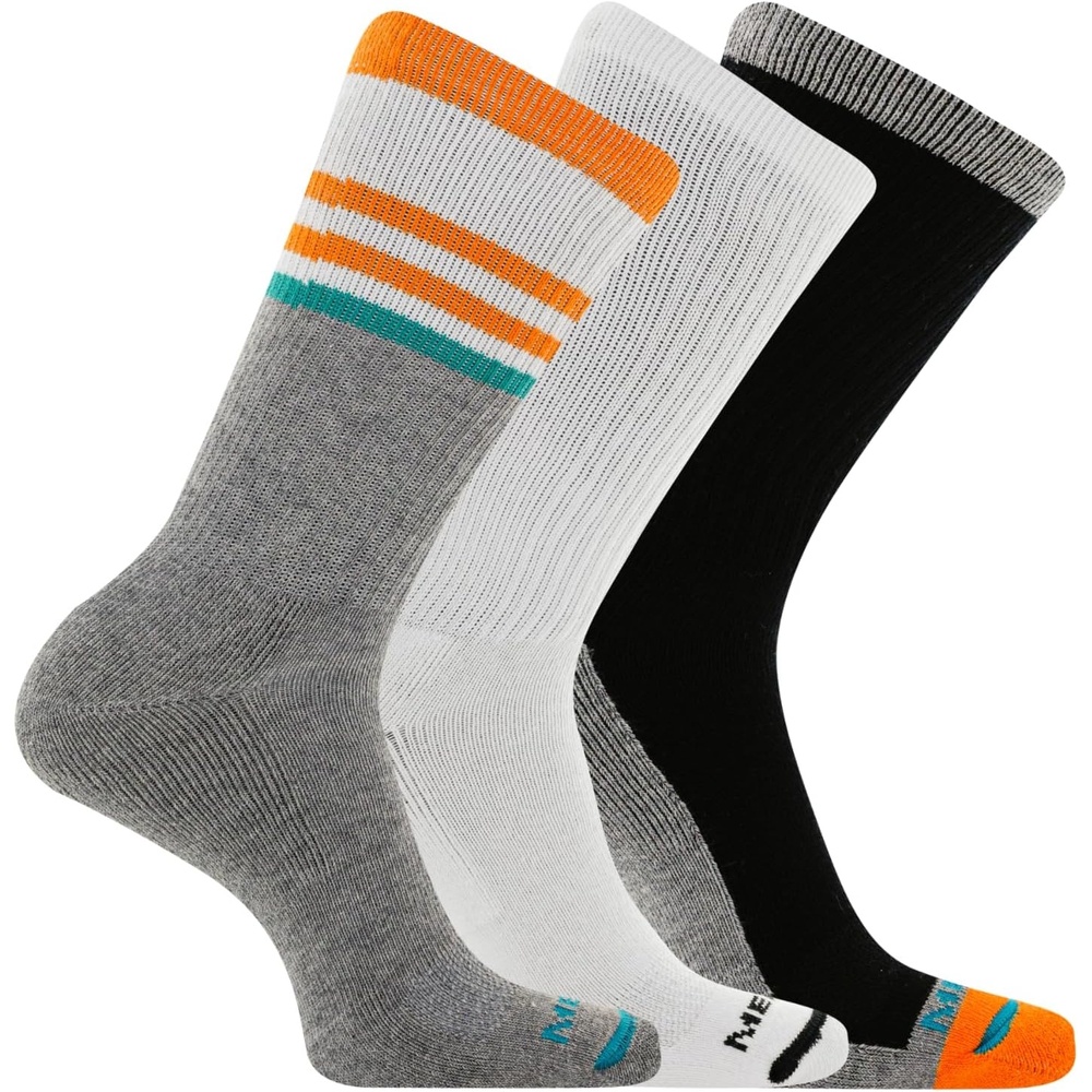 image:imageMerrell Unisex Adult Mens and Womens Cushioned Cotton Crew Socks 3 amp 6 Pairs Breathable Mesh Comfort ZonesOrange Assorted