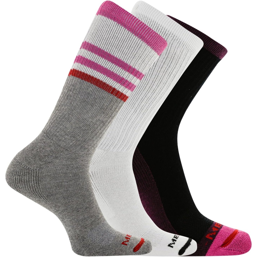 image:imageMerrell Unisex Adult Mens and Womens Cushioned Cotton Crew Socks 3 amp 6 Pairs Breathable Mesh Comfort ZonesPurple Assorted