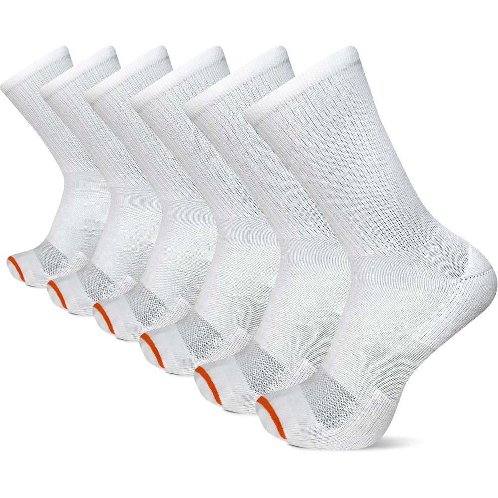 image:imageMerrell Unisex Adult Mens and Womens Cushioned Cotton Crew Socks 3 amp 6 Pairs Breathable Mesh Comfort ZonesWhite 6 Pairs