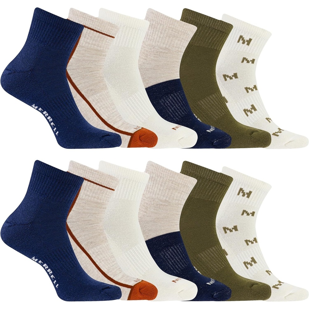 image:imageMerrell Unisex Adult Mens and Womens Recycled Cushioned Ankle Socks  6 amp 12 Pairs  Hiking Arch SupportNavy Assorted 12 Pairs