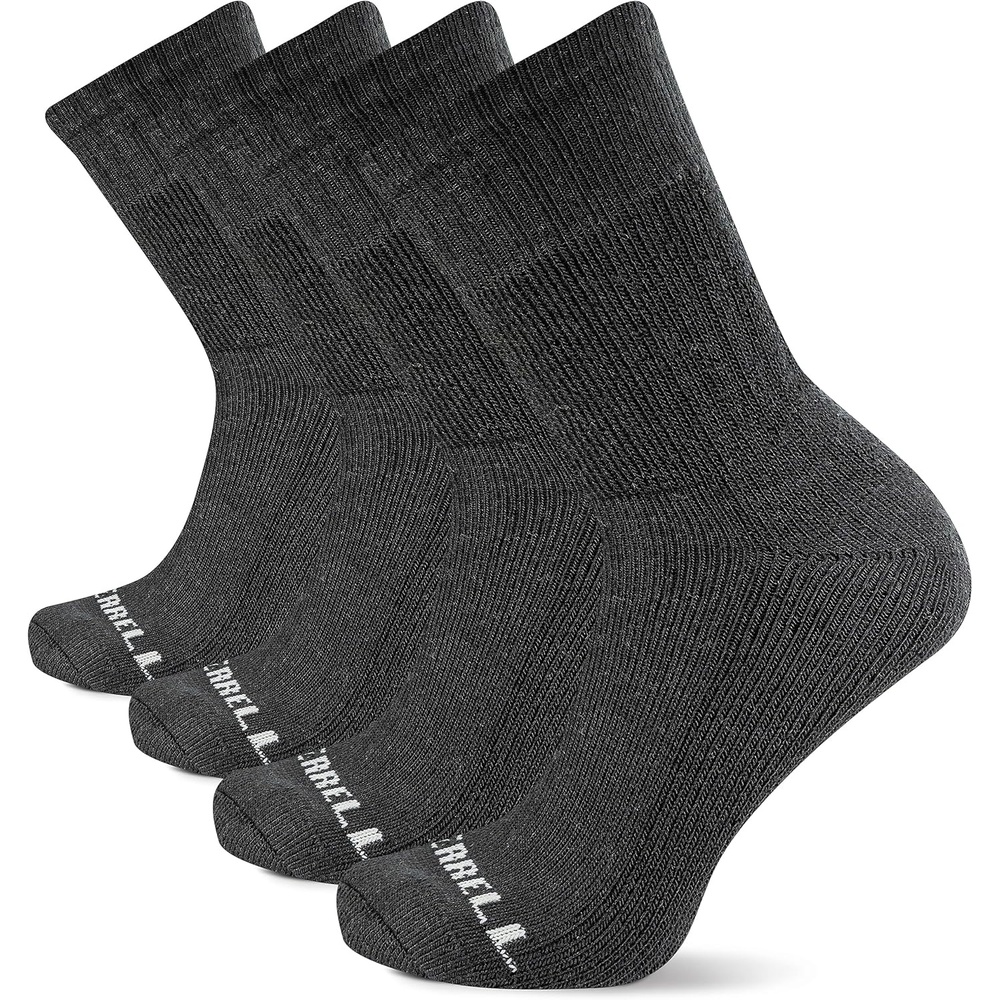 image:imageMerrell Unisex Mens And Womens Socks  4 Pair Pack Arch Support Band Thermal Wool Blend Hiking CrewBlack