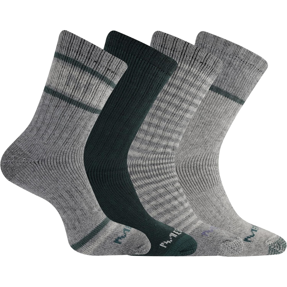 image:imageMerrell Unisex Mens And Womens Socks 4 Pair Pack Arch Support Band Thermal Wool Blend Hiking CrewCharcoal Assorted
