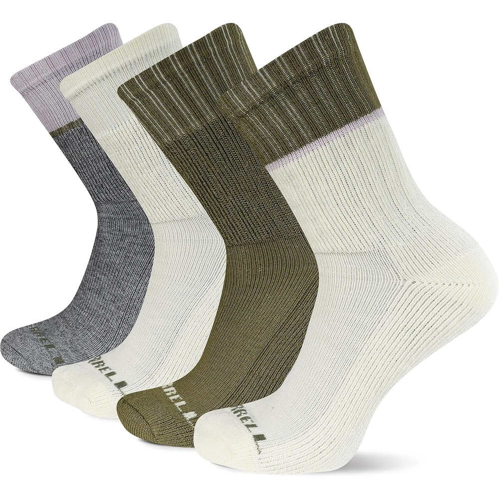 image:imageMerrell Unisex Mens And Womens Socks 4 Pair Pack Arch Support Band Thermal Wool Blend Hiking CrewGray Assorted