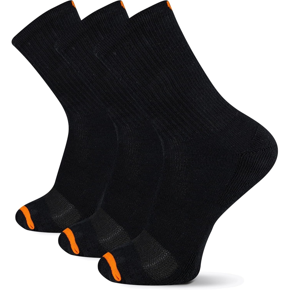 image:imageMerrell Unisexadults Mens and Womens Cushioned Cotton Crew Socks Unisex 3 Pair Pack Breathable Mesh ZonesCrew Black
