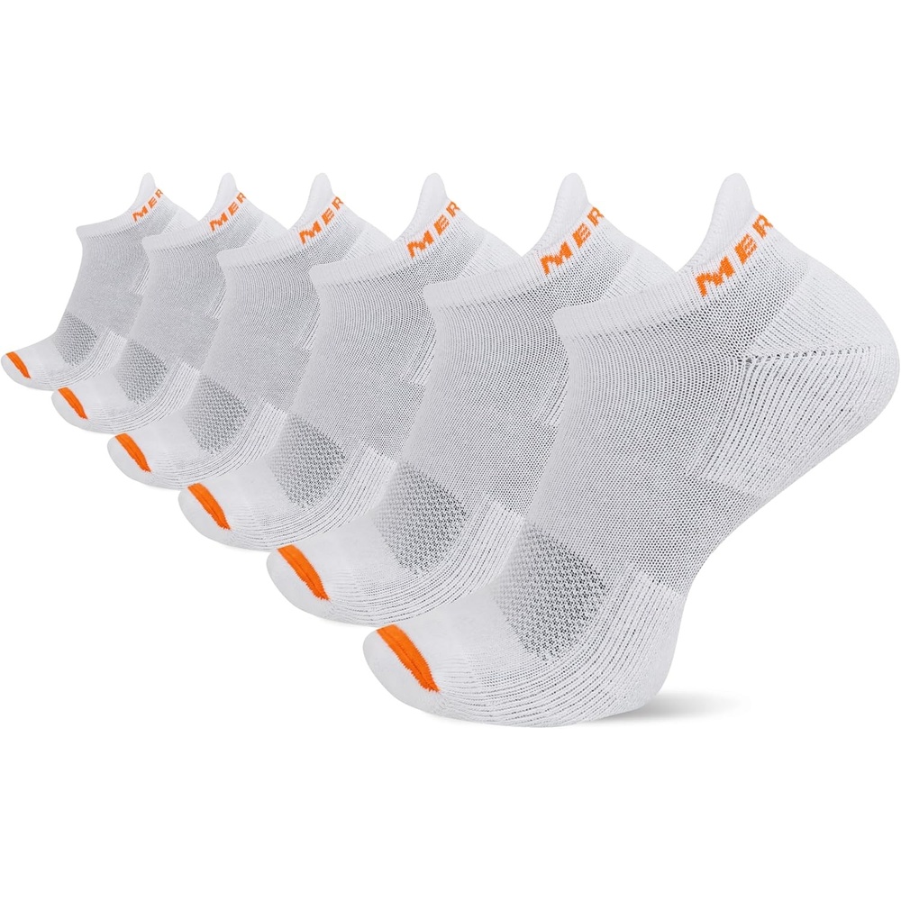 image:imageMerrell unisexadult Mens and Womens Cushioned Cotton Low Cut Tab Socks 3 amp 6 Pairs Breathable Mesh Comfort ZonesWhite 6 Pairs