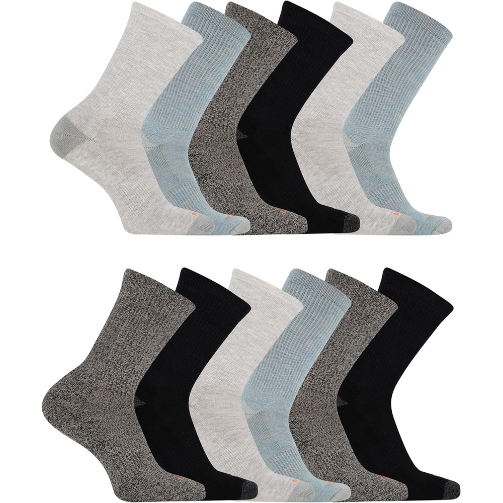 image:imageMerrell unisexadult Mens and Womens Cushioned Midweight Crew Socks 4 8 12 Pairs Moisture WickingBlack 12 Pairs