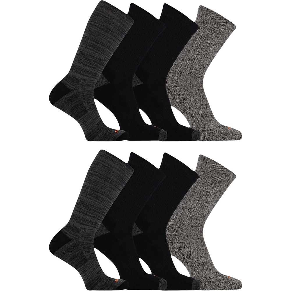 image:imageMerrell unisexadult Mens and Womens Cushioned Midweight Crew Socks 4 8 12 Pairs Moisture WickingBlack 8 Pairs