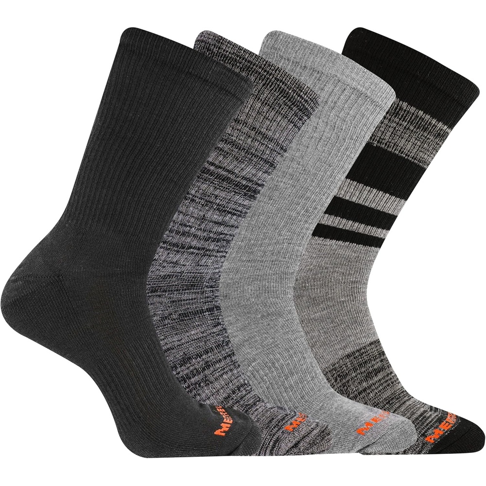 image:imageMerrell unisexadult Mens and Womens Cushioned Midweight Crew Socks 4 8 12 Pairs Moisture WickingBlack Assorted