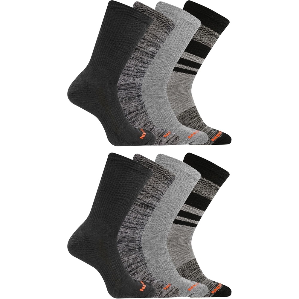 image:imageMerrell unisexadult Mens and Womens Cushioned Midweight Crew Socks 4 8 12 Pairs Moisture WickingBlack Assorted8 Pairs