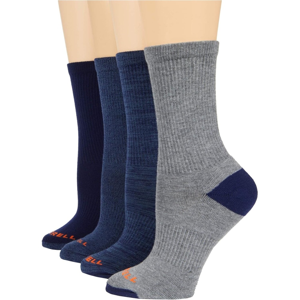 image:imageMerrell unisexadult Mens and Womens Cushioned Midweight Crew Socks 4 8 12 Pairs Moisture WickingNavy Assorted 4 Pairs