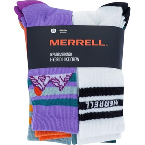 Merrell Kids’ Everyday Half Cushion Crew Socks – 6 Pair Pack – Reinforced Heel and Toe(Lavender Assorted)