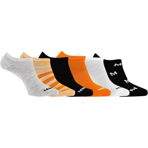 Merrell Kids’ Everyday Half Cushion Crew Socks – 6 Pair Pack – Reinforced Heel and Toe(Orange Assorted Low)