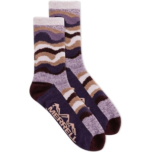 Merrell Men’s and -Women’s Double Layer Brushed Crew Socks-1 Pair Pack-Unisex Arch Support and Odor Fighting Technology(Purple)