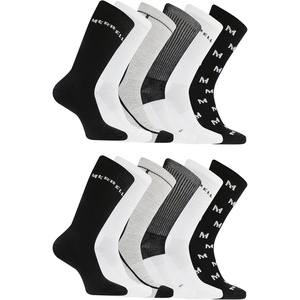 Merrell Men’s and Women’s Recycled Cushioned Crew Socks-6 & 12 Pairs-Hiking Arch Support(Black Assorted (12 Pairs))