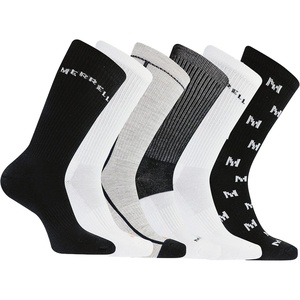 Merrell Men’s and Women’s Recycled Cushioned Crew Socks-6 & 12 Pairs-Hiking Arch Support(Black Assorted (6 Pairs))