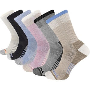 Merrell Men’s and Women’s Recycled Cushioned Crew Socks-6 & 12 Pairs-Hiking Arch Support(Gray Pink Assorted)