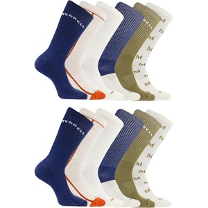 Merrell Men’s and Women’s Recycled Cushioned Crew Socks-6 & 12 Pairs-Hiking Arch Support(Navy Assorted (12 Pairs))