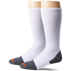 Merrell Unisex Adult Men’s and Women’s Cotton Safety Work Crew Socks – 2 Pairs – Breathable Blister Prevention(White)