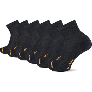 Merrell Unisex Adult Men’s and Women’s Recycled Cushioned Ankle Socks – 6 & 12 Pairs – Hiking Arch Support(Black (6 Pairs))