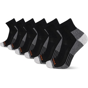 Merrell Unisex Adult Men’s and Women’s Recycled Cushioned Ankle Socks – 6 & 12 Pairs – Hiking Arch Support(Black Block (6 Pairs))