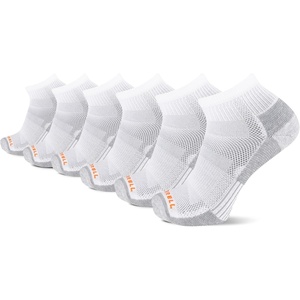 Merrell Unisex Adult Men’s and Women’s Recycled Cushioned Ankle Socks – 6 & 12 Pairs – Hiking Arch Support(White (6 Pairs))