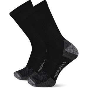 Merrell Unisex Adults Mens And Women’s Socks – 2 Pair Pack Moisture Management Blister Prevention Performance Safety Toe Crew(Black)