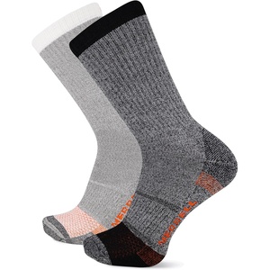 Merrell Unisex Adults Mens And Women’s Socks – 2 Pair Pack Moisture Management Blister Prevention Performance Safety Toe Crew(Charcoal Assorted)