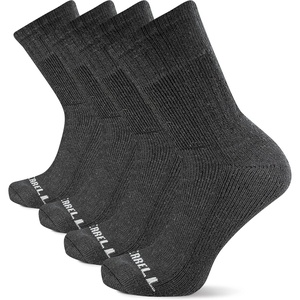 Merrell Unisex Mens And Women’s Socks – 4 Pair Pack Arch Support Band Thermal Wool Blend Hiking Crew(Black)