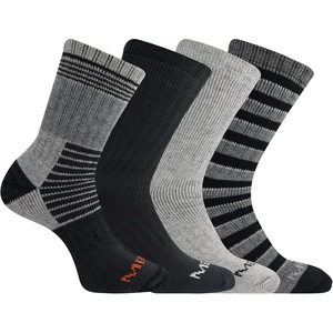 Merrell Unisex Mens And Women’s Socks – 4 Pair Pack Arch Support Band Thermal Wool Blend Hiking Crew(Black Assorted)