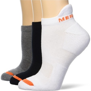 Merrell Unisex-adults Men’s and Women’s Cushioned Cotton Crew Socks – Unisex 3 Pair Pack – Breathable Mesh Zones(Low Cut Tab – Black/White/Gray)