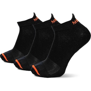 Merrell unisex-adult Men’s and Women’s Cushioned Cotton Low Cut Tab Socks – 3 & 6 Pairs – Breathable Mesh Comfort Zones(Black)