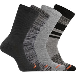 Merrell unisex-adult Men’s and Women’s Cushioned Midweight Crew Socks – 4, 8, 12 Pairs – Moisture Wicking(Black Assorted)