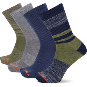 Merrell unisex-adult Men’s and Women’s Cushioned Midweight Crew Socks – 4, 8, 12 Pairs – Moisture Wicking(Blue (4 Pairs))