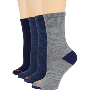 Merrell unisex-adult Men’s and Women’s Cushioned Midweight Crew Socks – 4, 8, 12 Pairs – Moisture Wicking(Navy Assorted (4 Pairs))